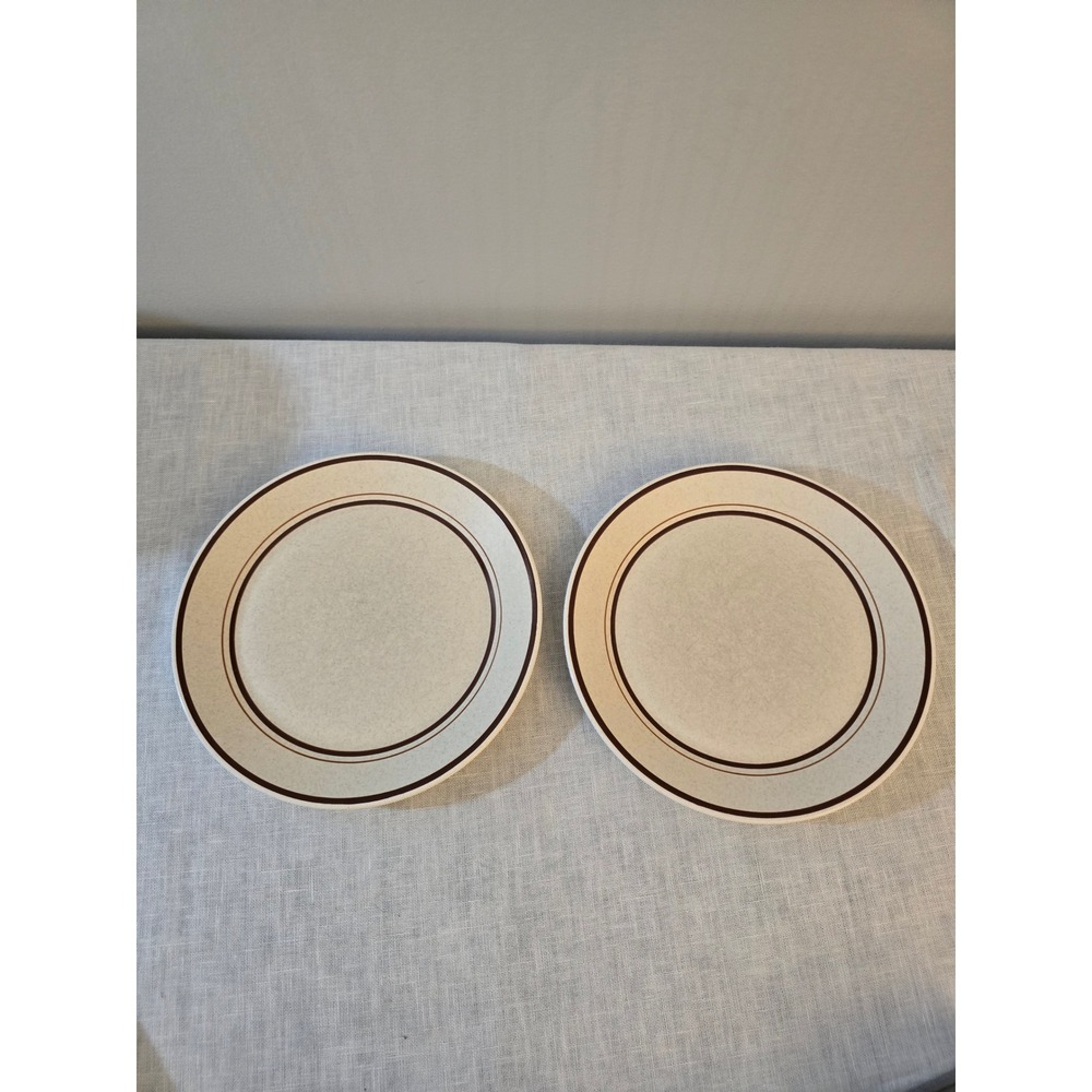 Lenox Temper-ware Salad Plates Tan Brown Cottonwood Set of 2 8" Excellent